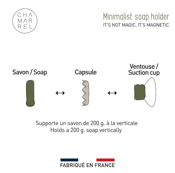 Porte-savon minimaliste aimanté x1 (boîte) - Fabriqué en France